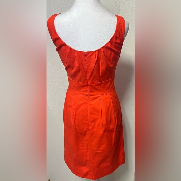 J. Crew Sleeveless Sheath Dress In Vibrant Orange Preppy Classy Chic Office - Picture 5 of 6